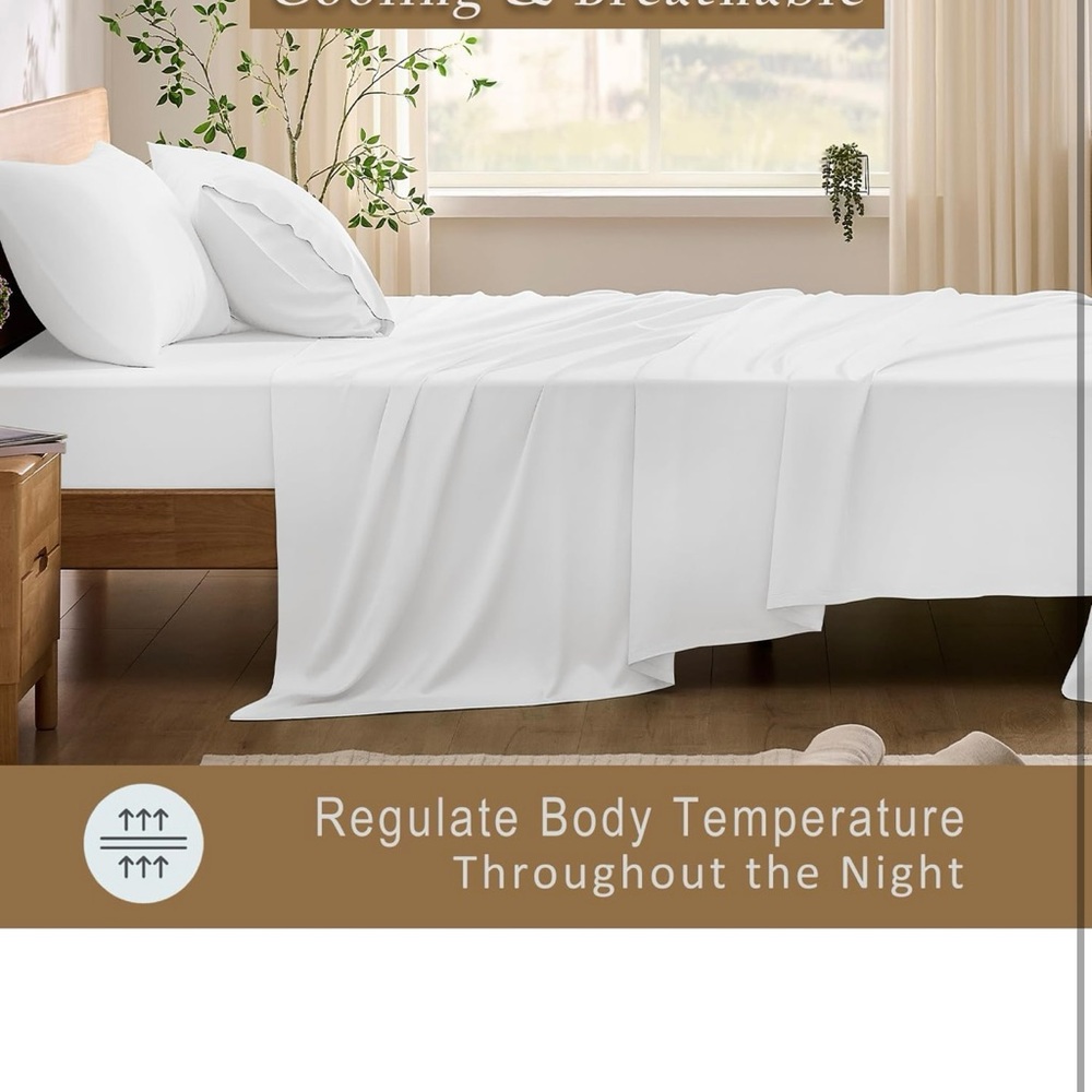 Luxury cooling sheeting set 100% viscose from bamboo,4 piece bedding set (queen) - Picture 3 of 8